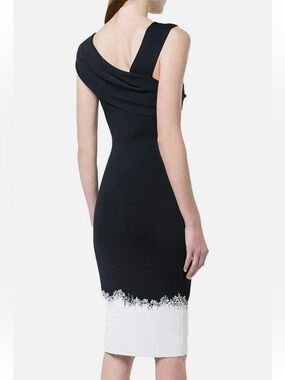 Sachin & Babi Black One-Shoulder Sheath Dress with White Hem